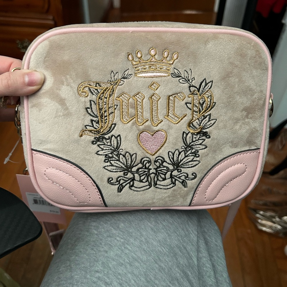NWT Juicy Couture Beige and Pink Crossbody Bag